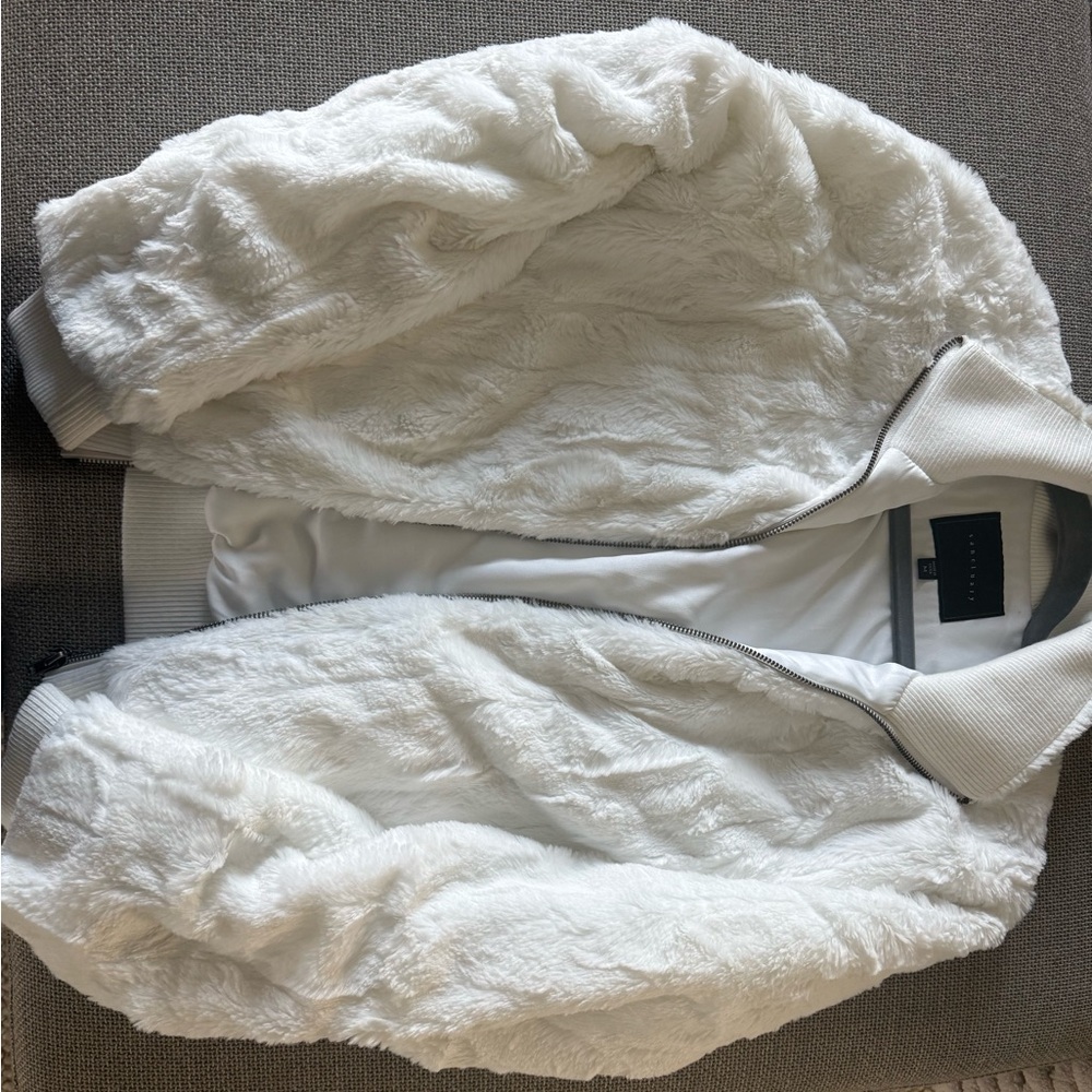 Sanctuary Women's White Faux Fur Bomber Jacket
